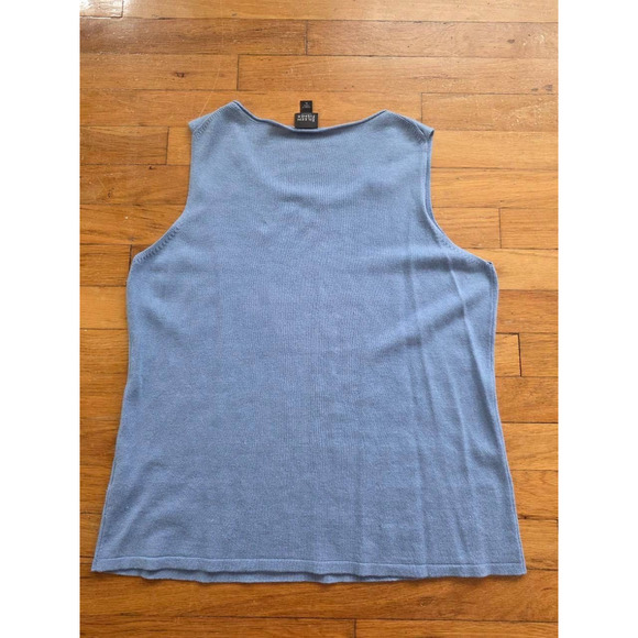 Eileen Fisher Sleeveless Silk Cashmere Knit Tank Light Blue Pet L A001079 - Picture 2 of 9